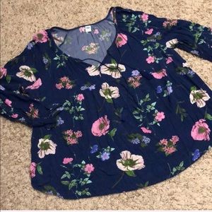 Navy floral blouse